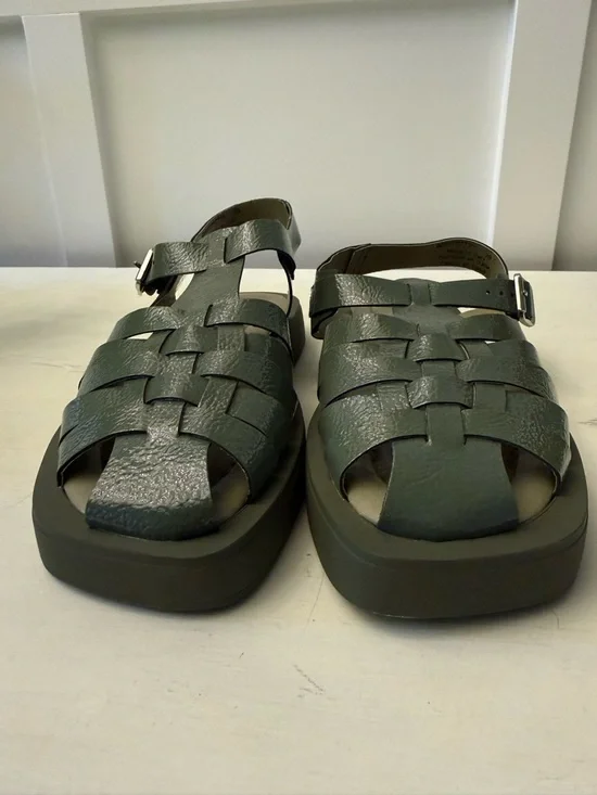 NEW Free People Fisherman Sandals Green Leather 39 Made In Italy US women 8/8.5 - Picture 4 of 7